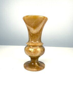 Vintage Honey‎ Onyx Marble Banded Calcite Stone Bud Vase
